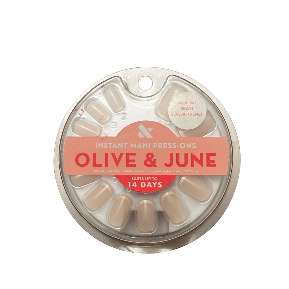 Olive & June Instant Mani Press-On Nails Classic French Squoval Short 42 Count